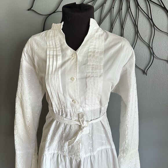 White Elegance Temple Dress Wedding Modest Church Maxi Bottom back Medium PLG - Picture 7 of 16